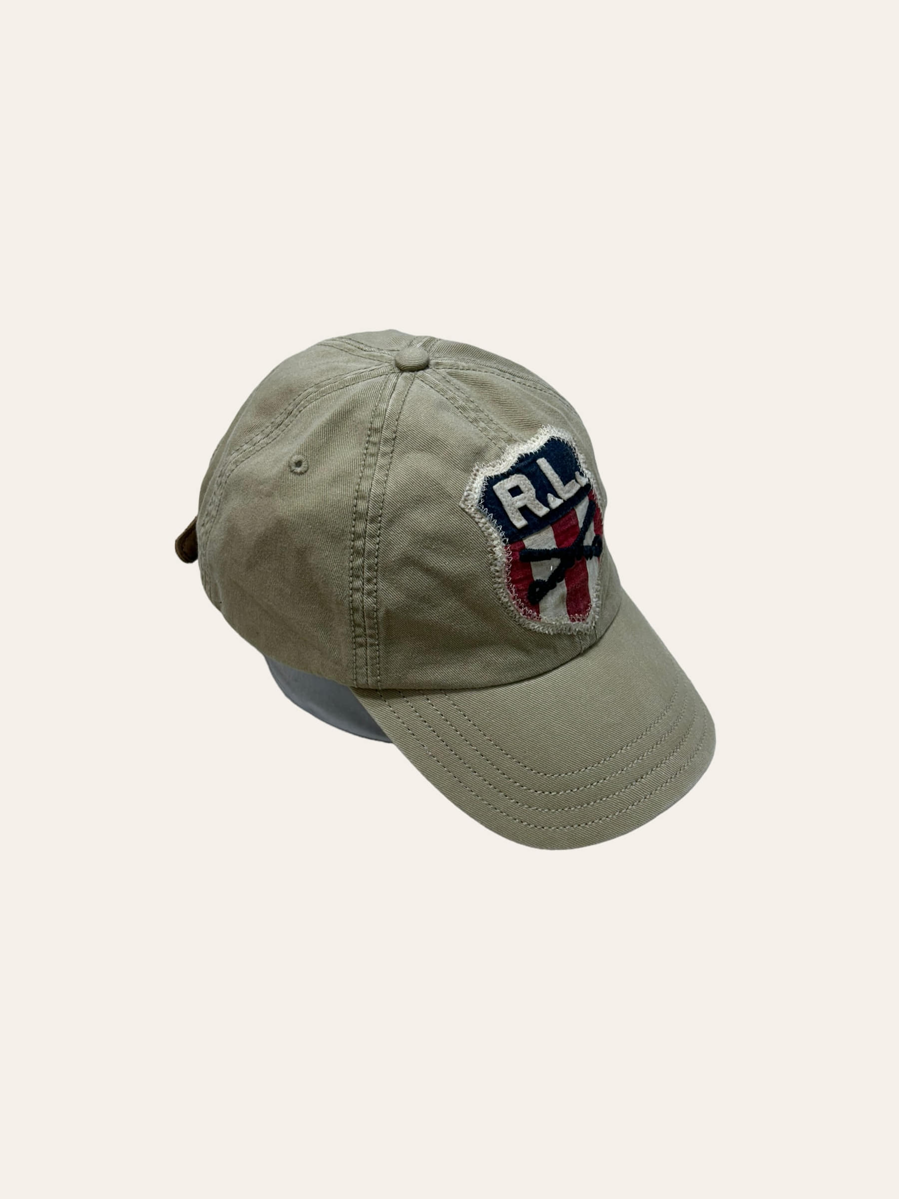 Polo jeans company 90&#039;s beige RL shield patched cap