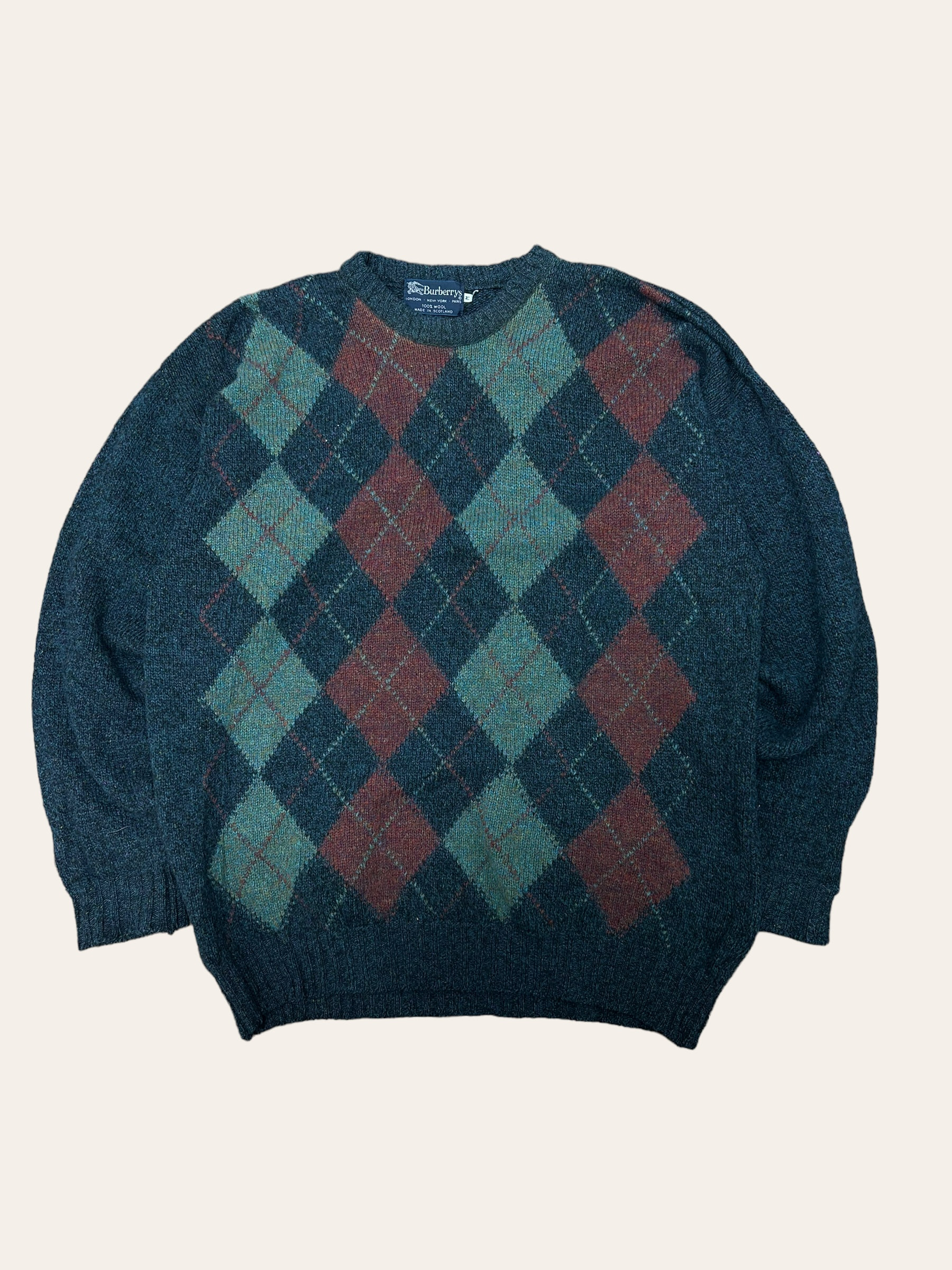 Burberry wool agyle pattern crewneck sweater M