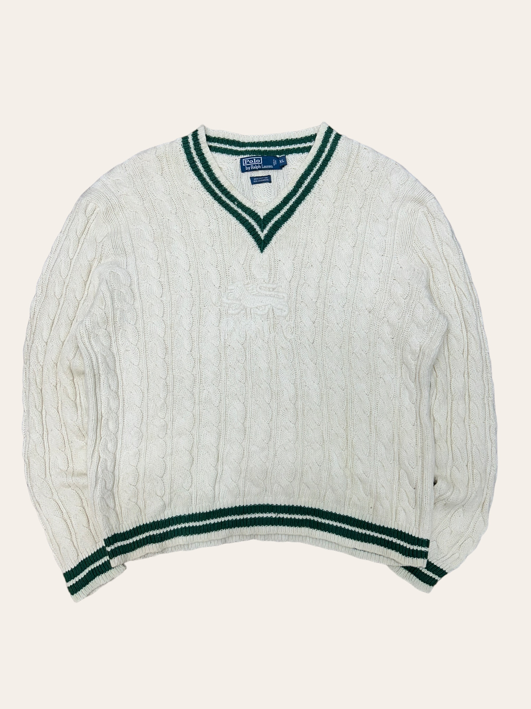 Polo ralph lauren cream color cashmere blend cricket sweater XL