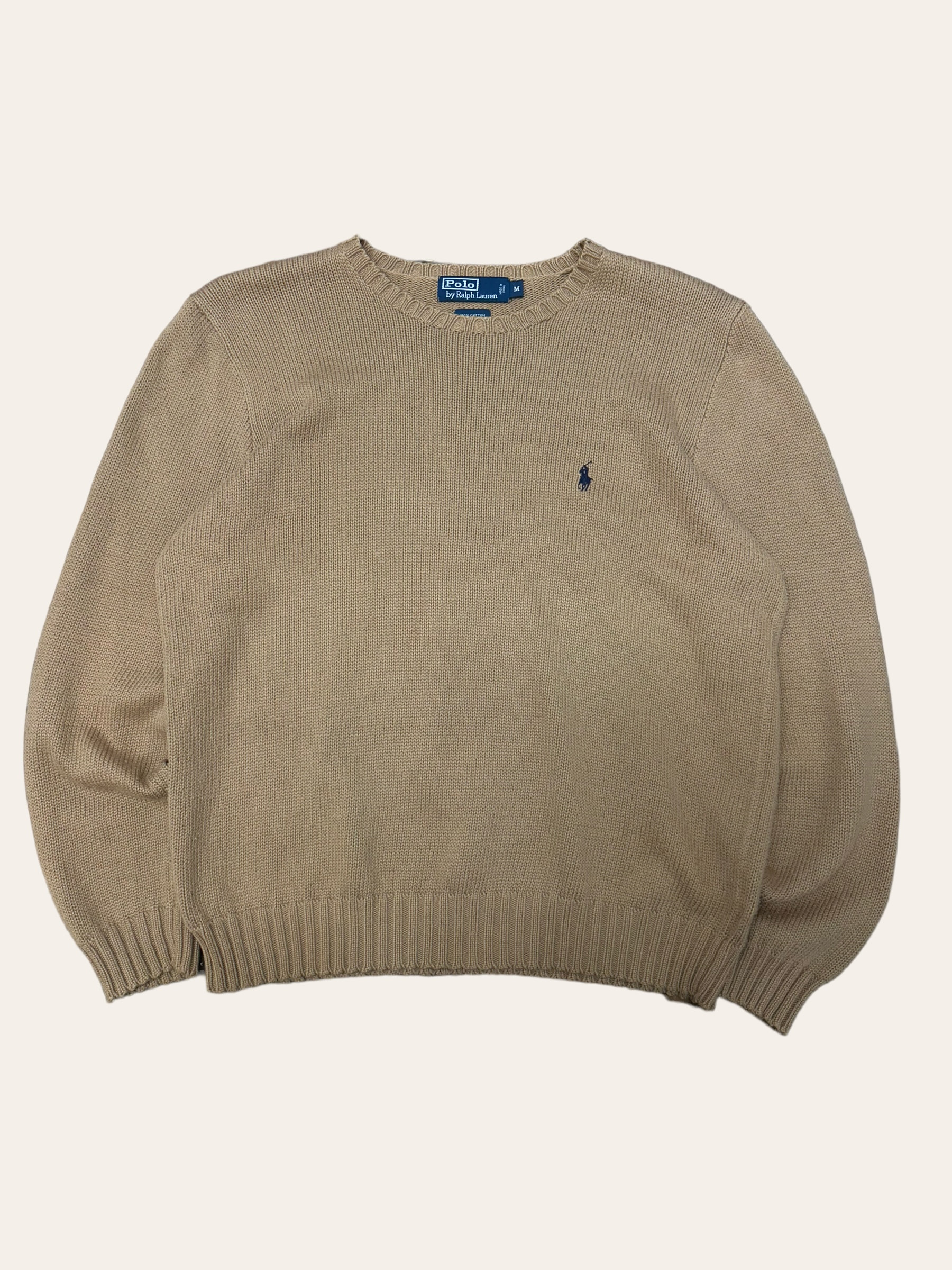 Polo ralph lauren camel color cotton crewneck sweater M