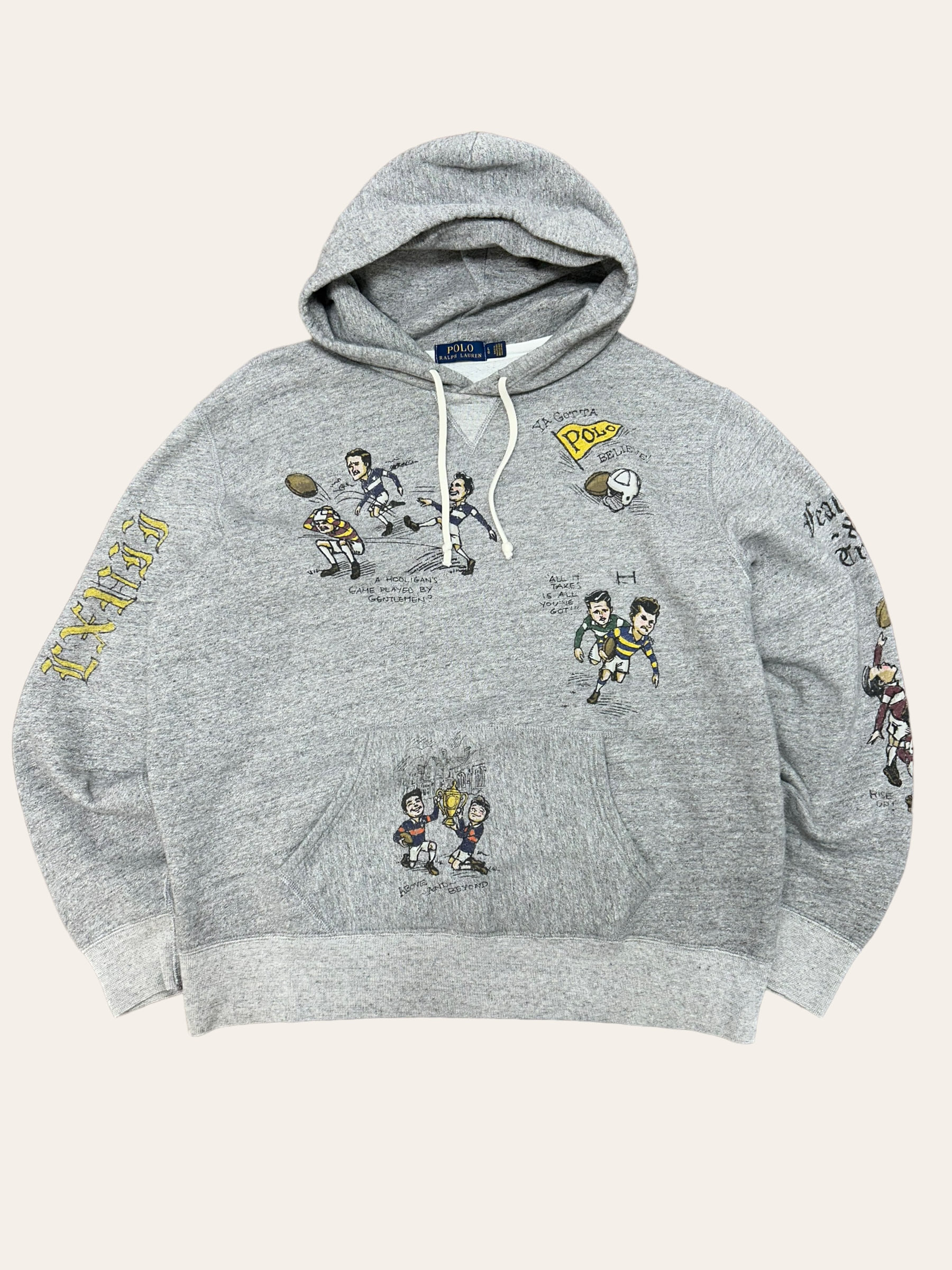 Polo ralph lauren gray rugby printing hoody L