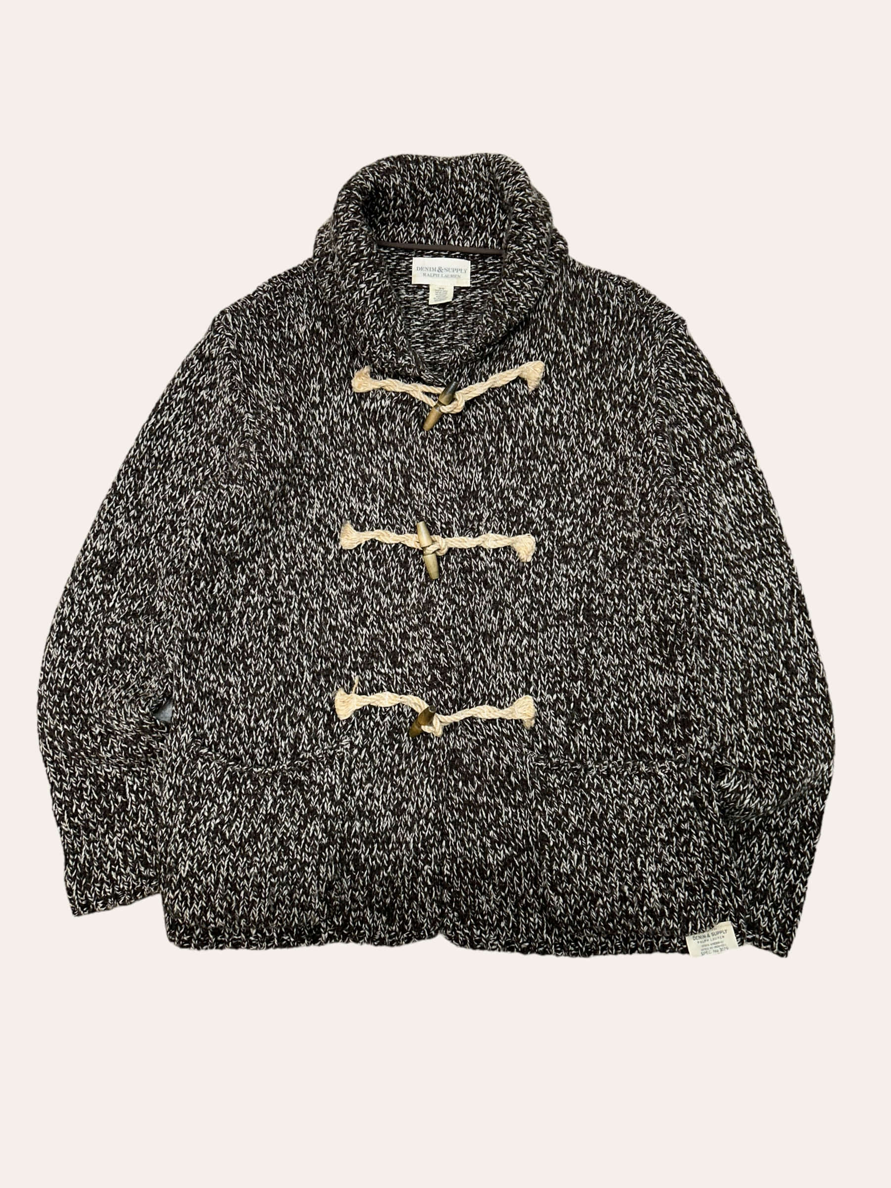 Denim &amp; Supply brown wool blend shawl collar duffle cardigan M