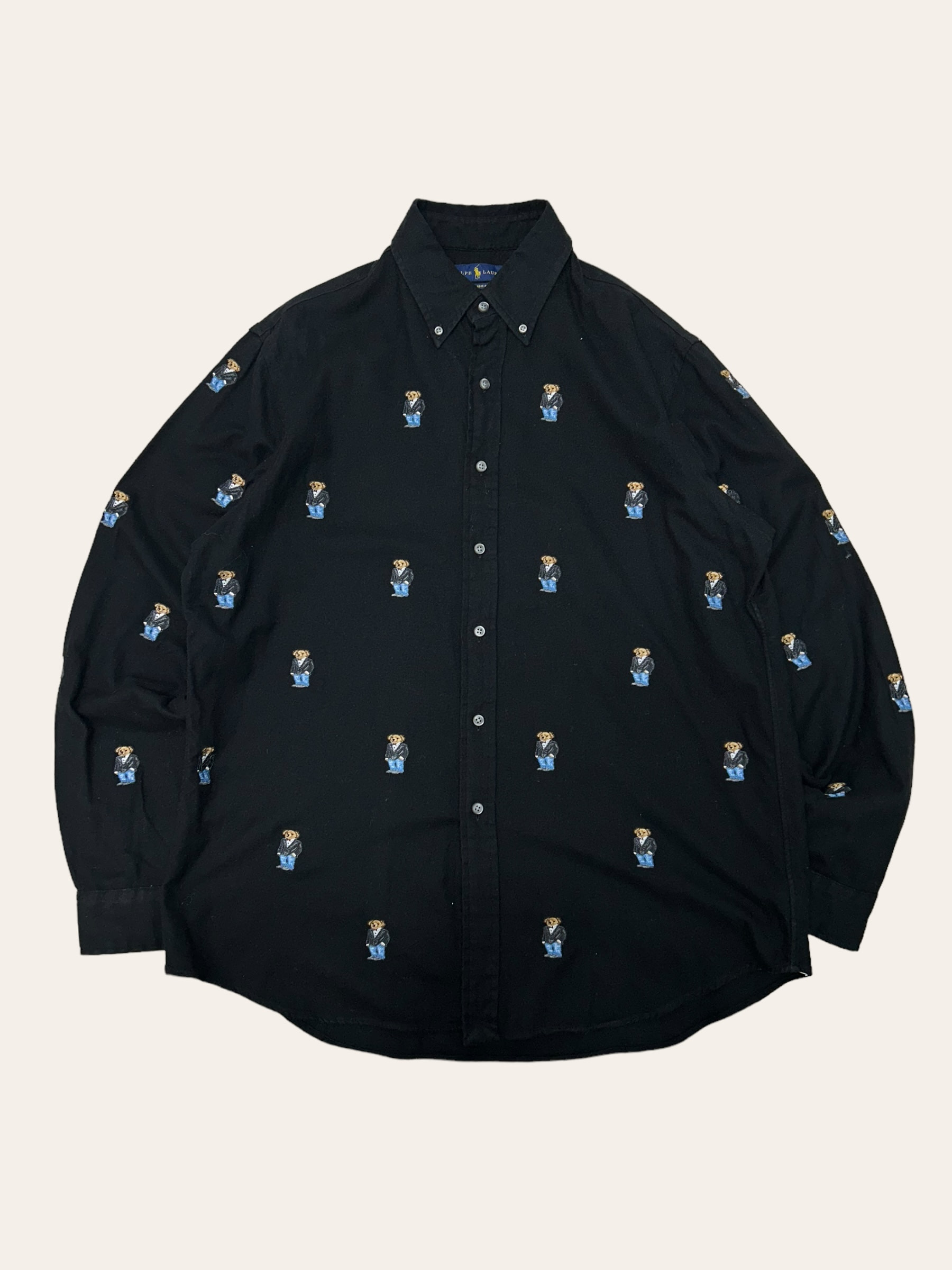 Polo ralph lauren black bear embroidered shirt L
