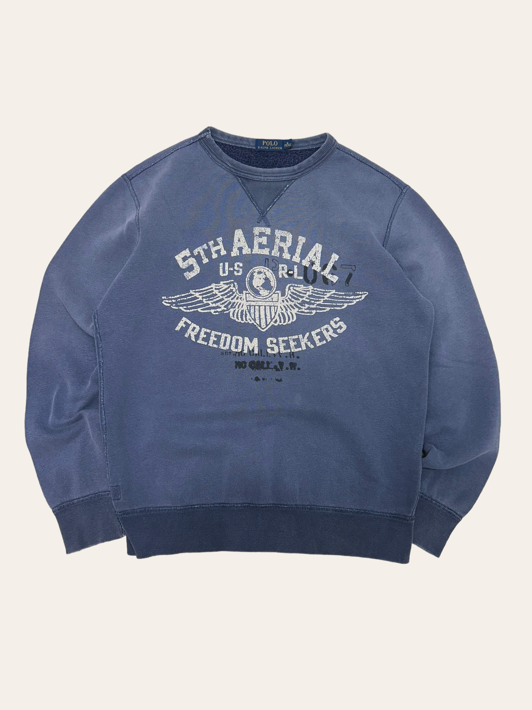 Polo ralph lauren faded blue military printing sweatshirt M