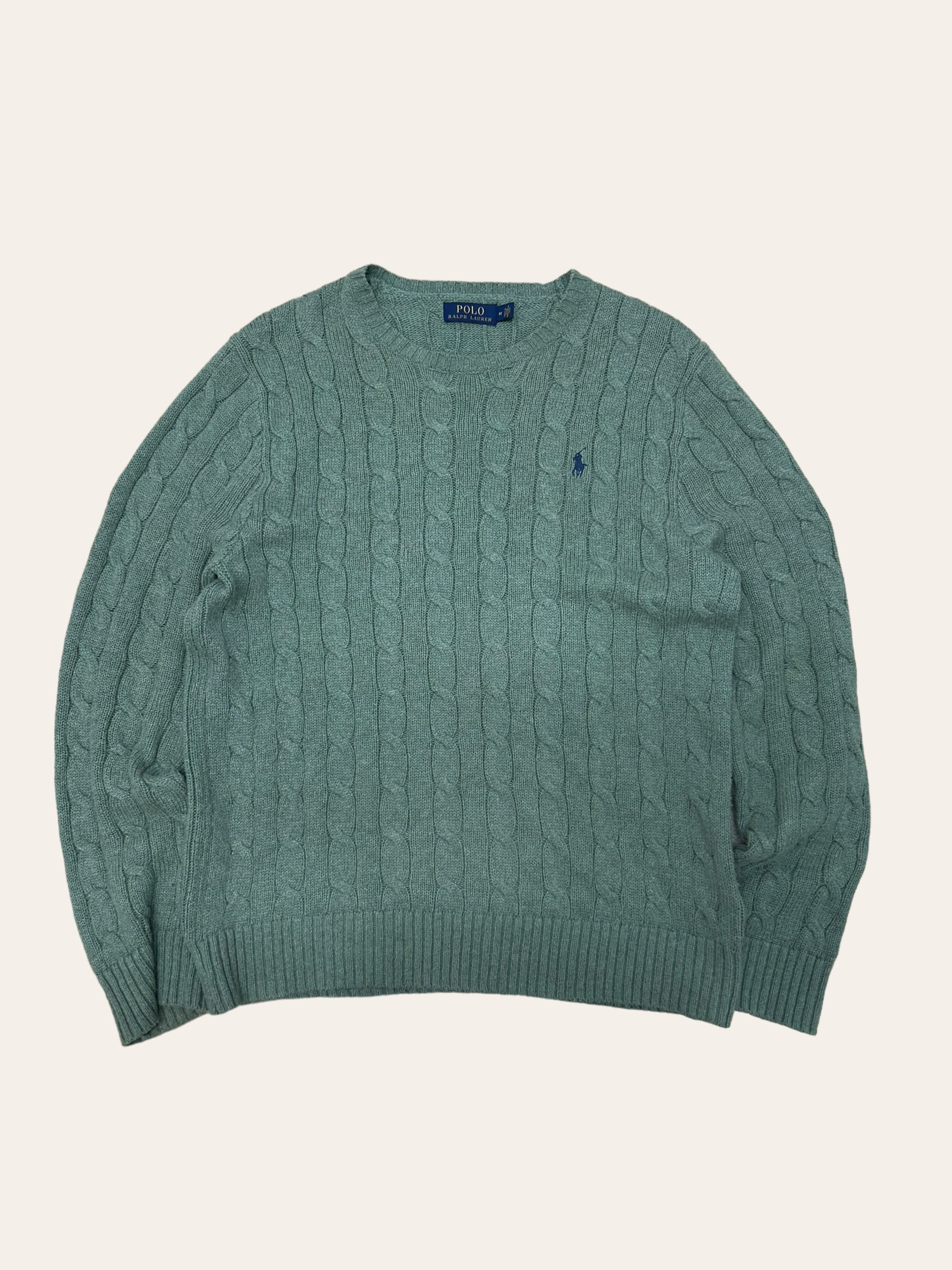 Polo ralph lauren emerald color cable cotton sweater M