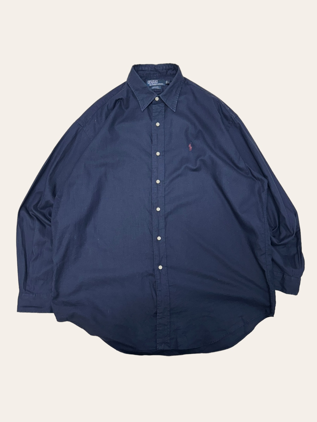 (From USA)Polo ralph lauren navy lightweight solid shirt L