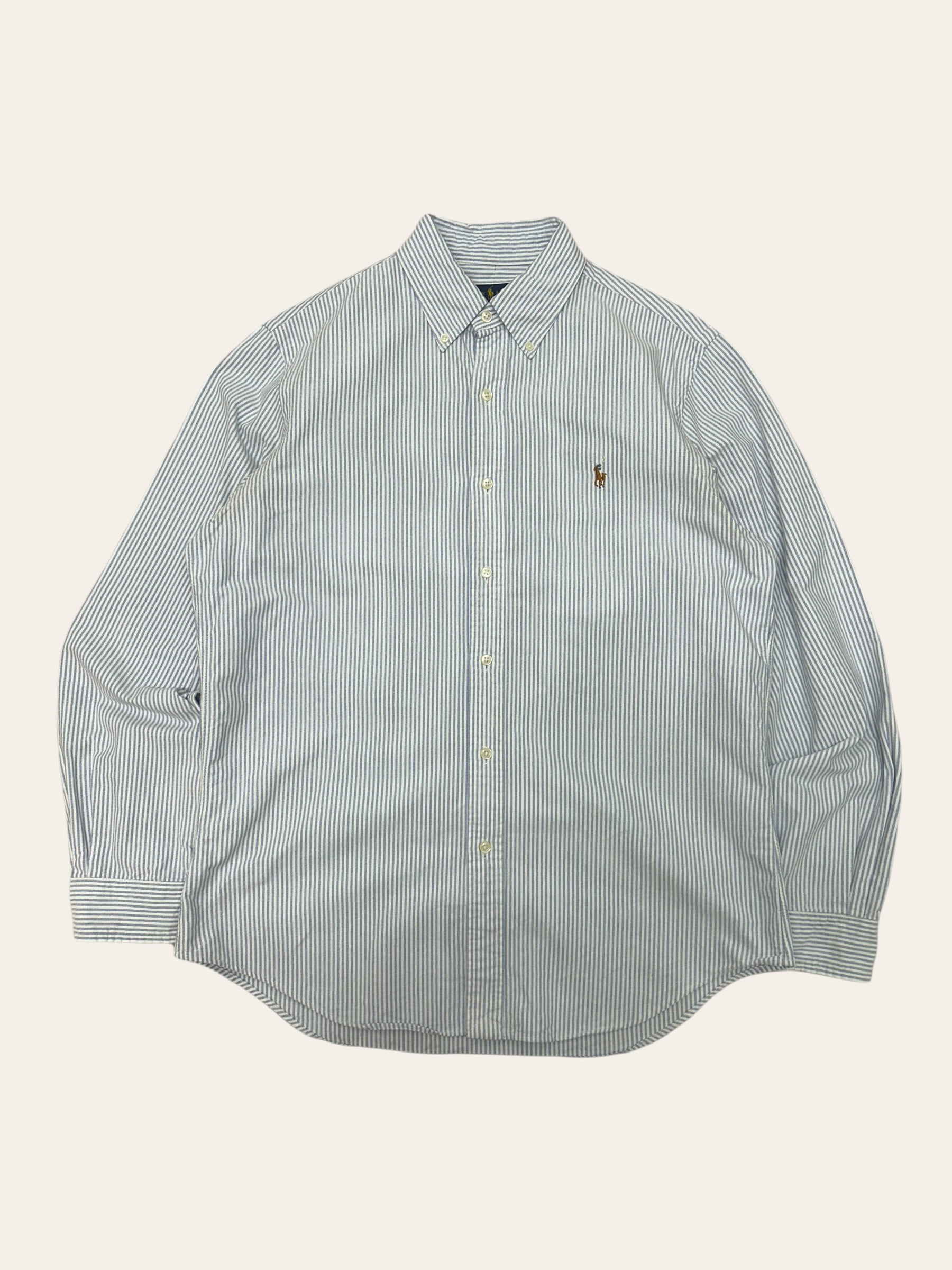 (From USA)Polo ralph lauren blue stripe oxford shirt M