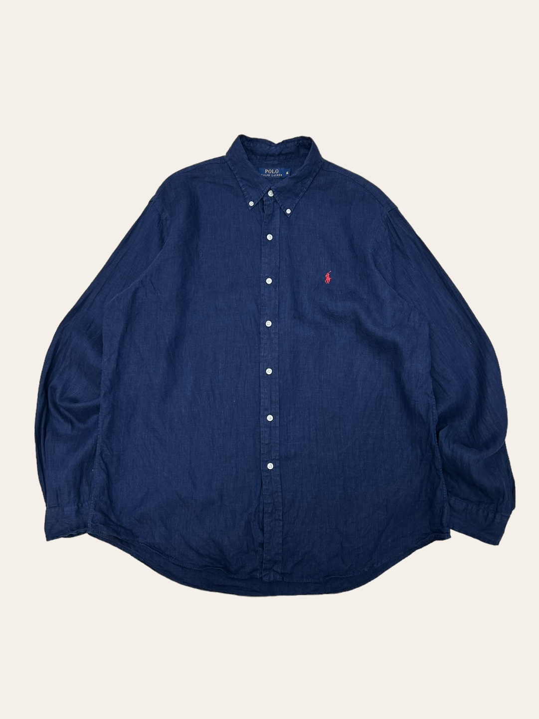 (From USA)Polo ralph lauren navy linen shirt XL