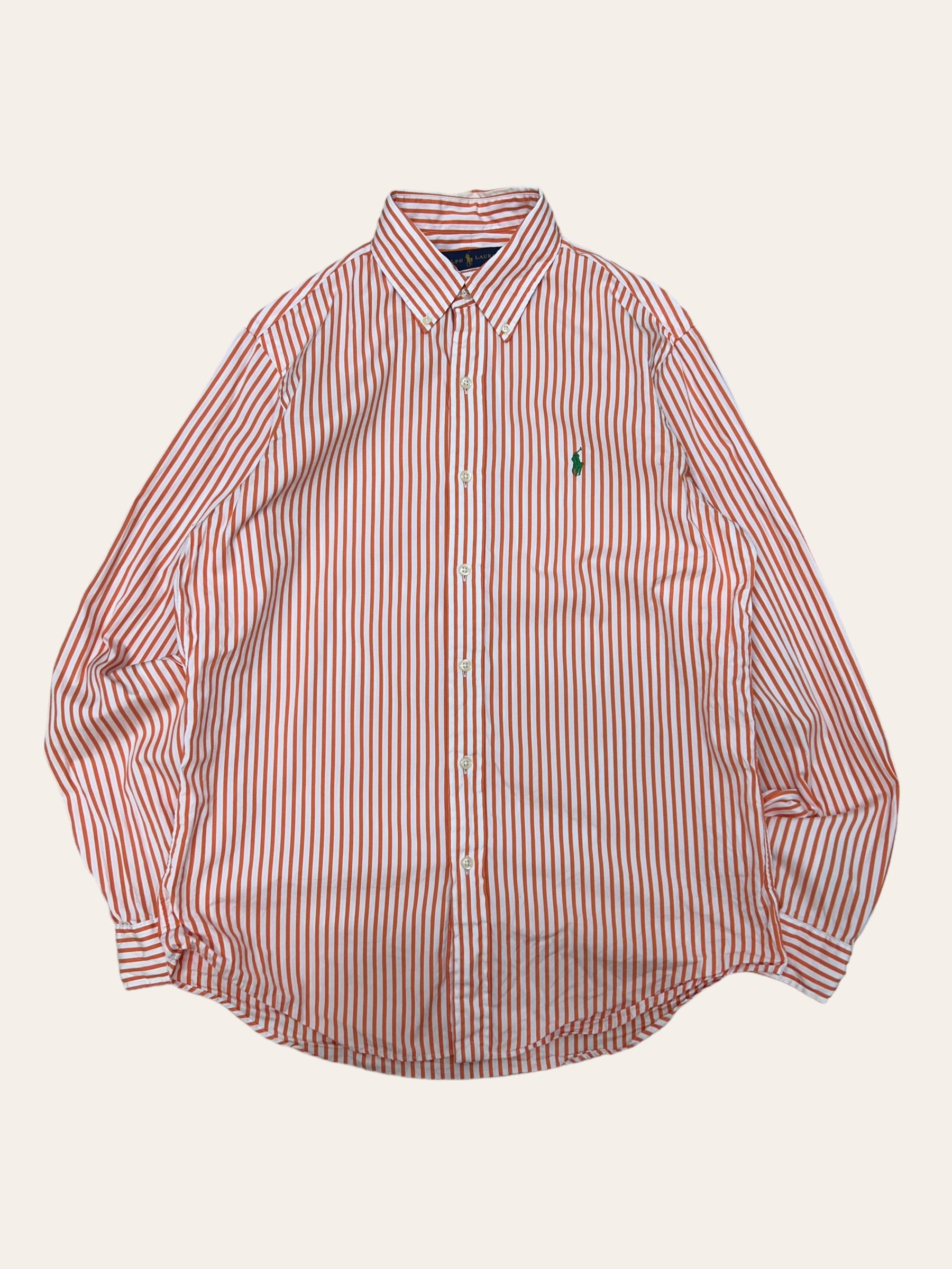 (From USA)Polo ralph lauren orange stripe shirt M