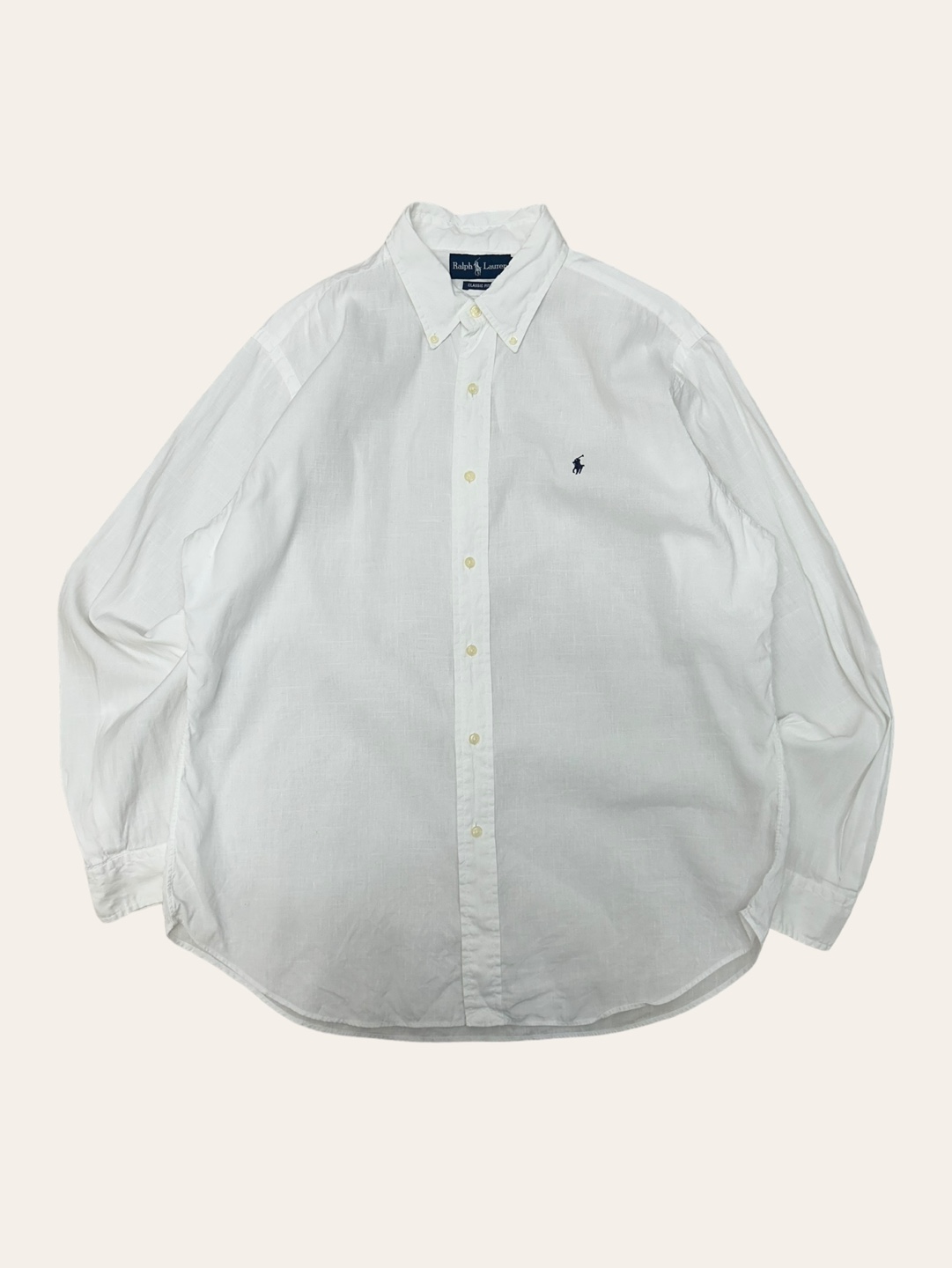 (From USA)Polo ralph lauren white linen/cotton shirt L