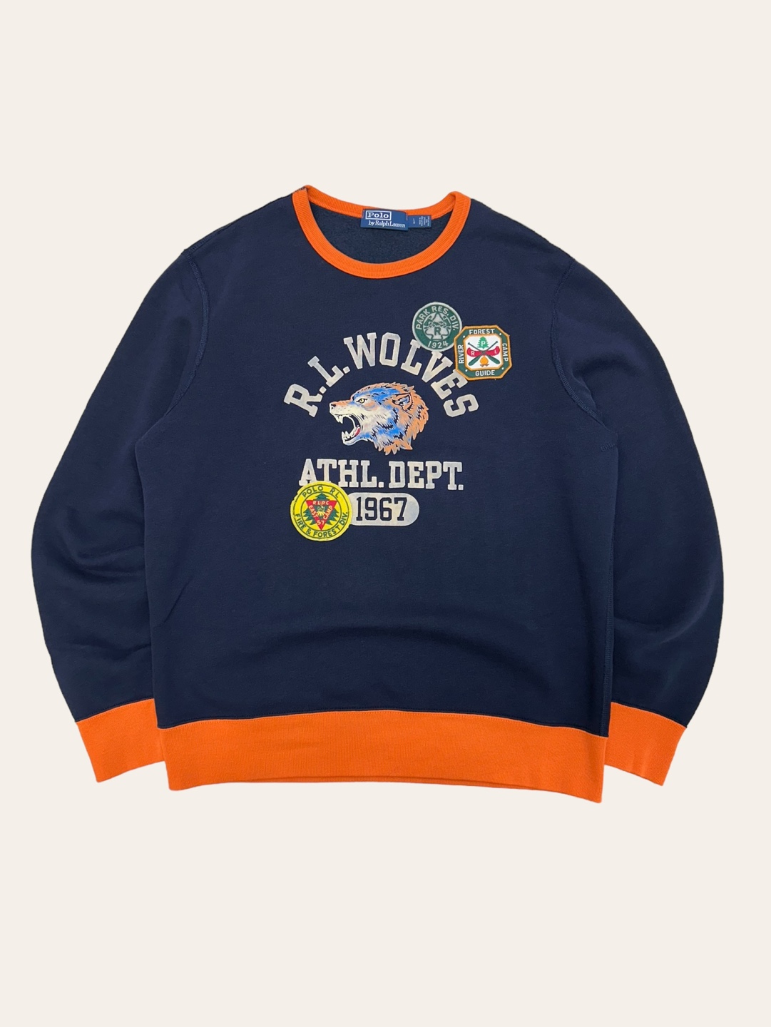 Polo ralph lauren navy R.L.Wolves printing sweatshirt L
