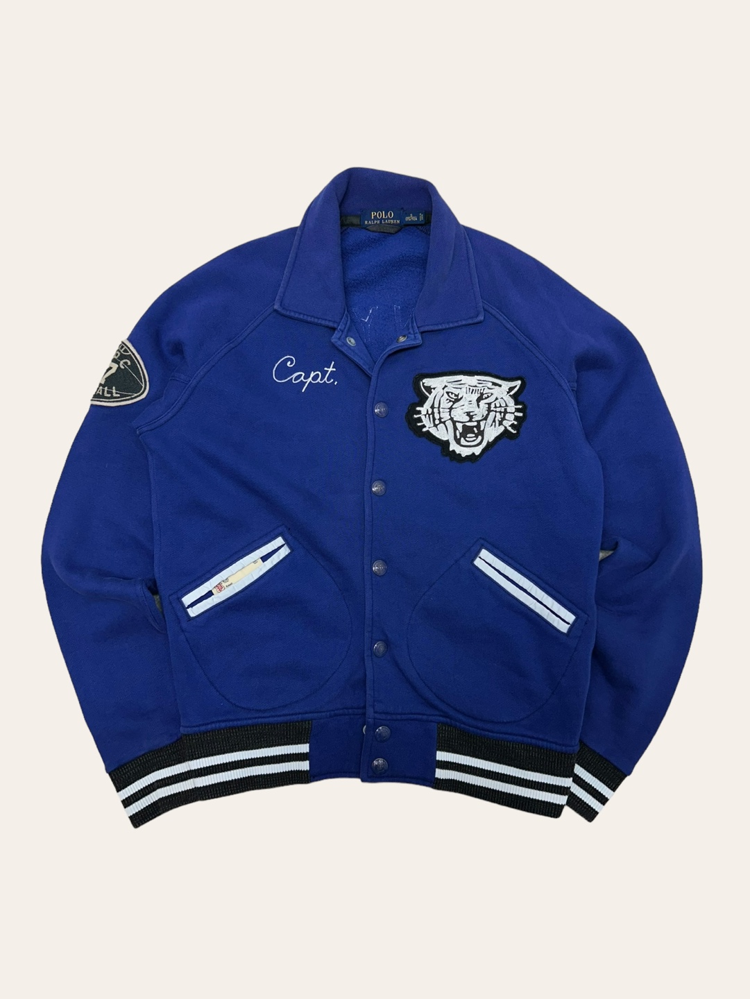 Polo ralph lauren blue tiger patched varsity jacket S