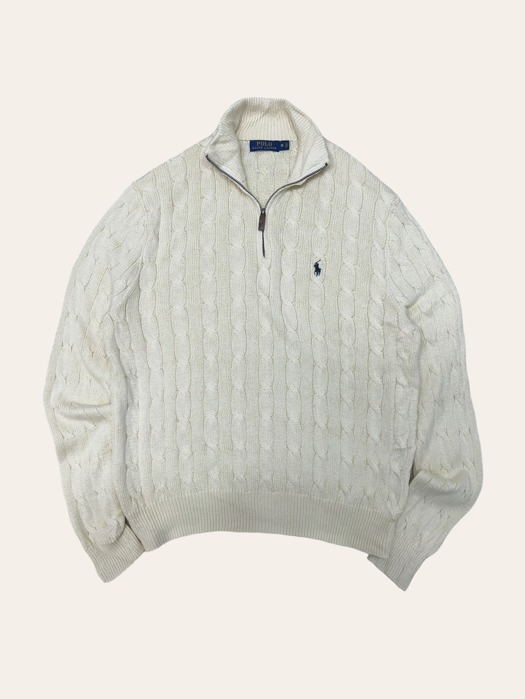 (From USA)Polo ralph lauren ivory color cotton cable pullover M