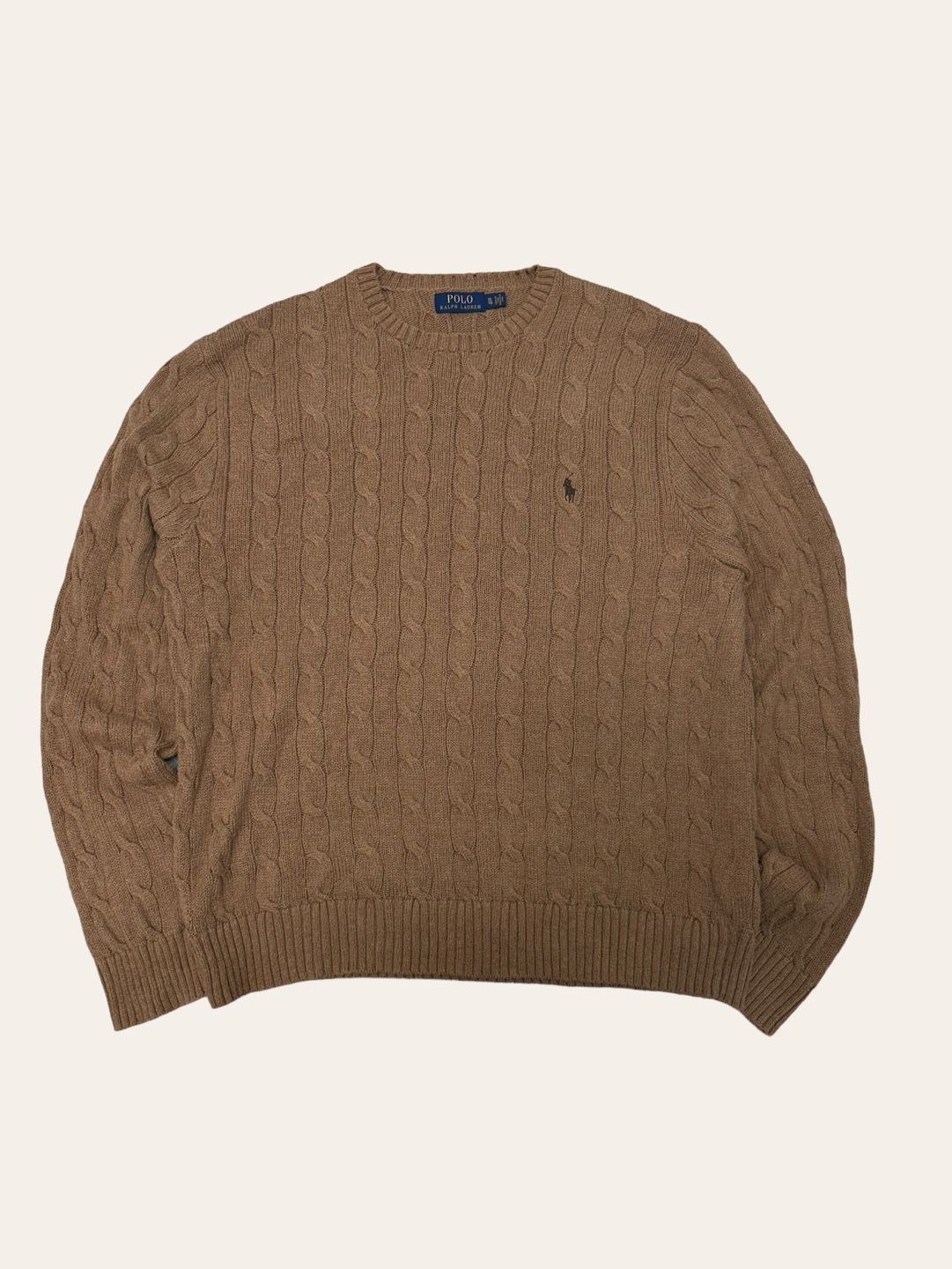 Polo ralph lauren camel color cotton cable sweater XL