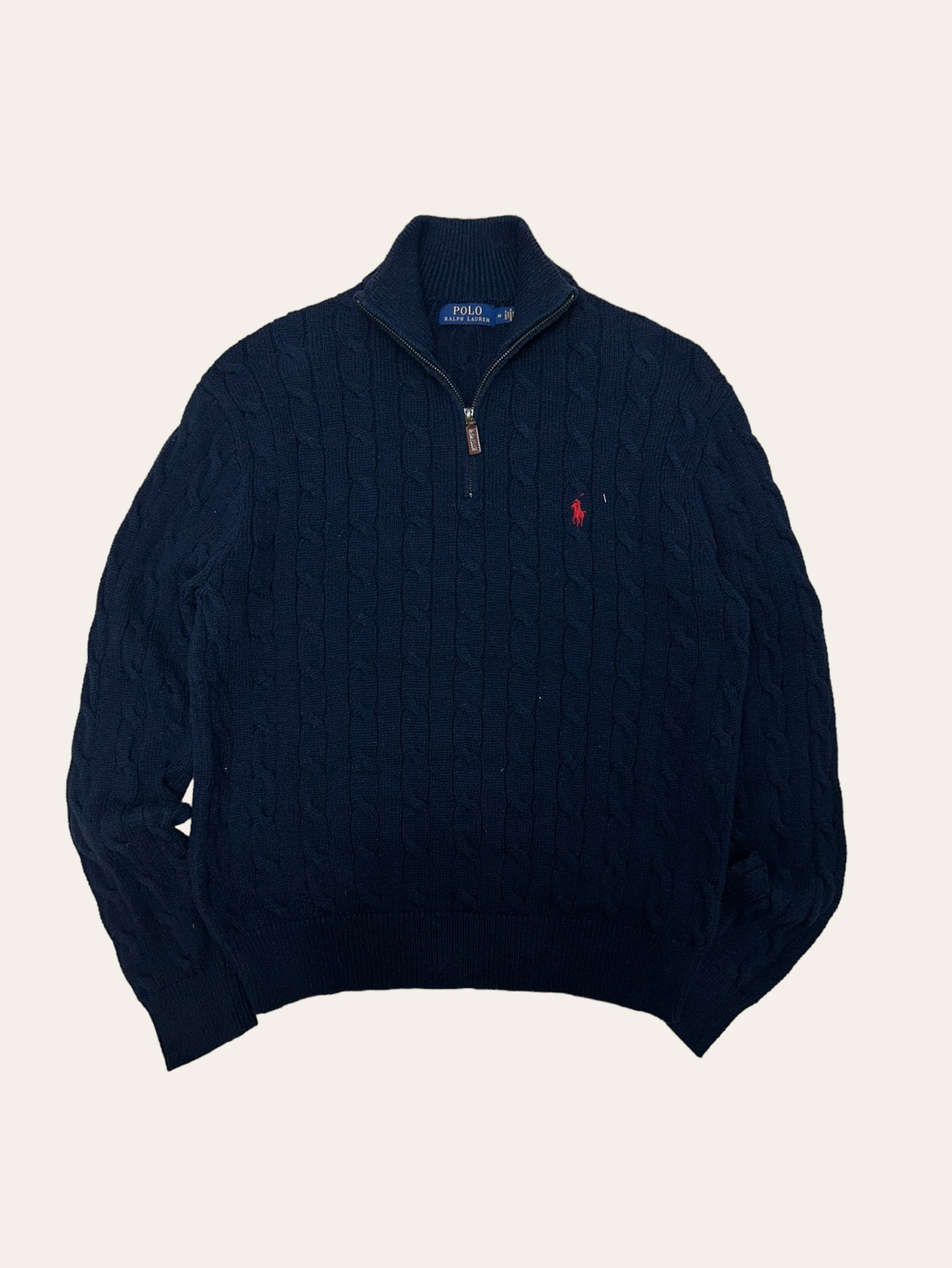 Polo ralph lauren navy cotton cable pullover M