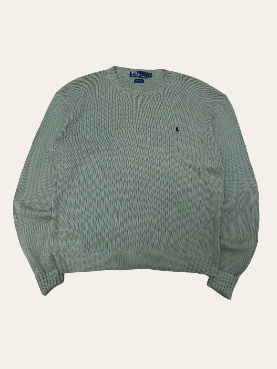 (From USA)Polo ralph lauren emerald color cotton crewneck sweater M