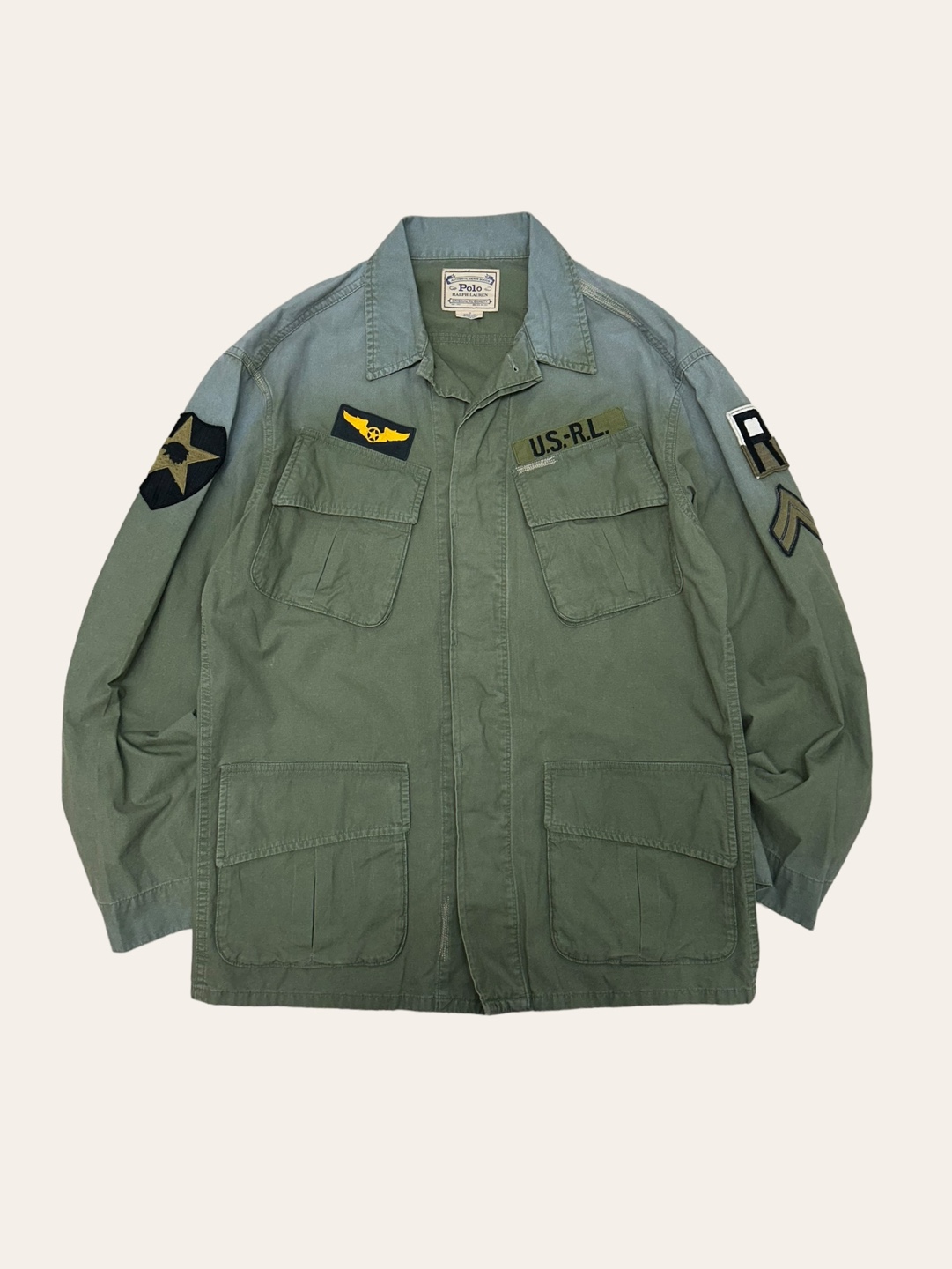Polo ralph lauren khaki fatigue military overshirt jacket M