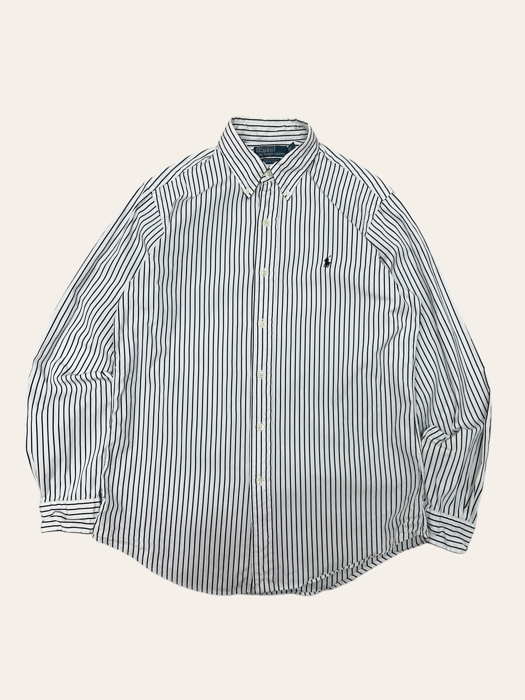 (From USA)Polo ralph lauren black stripe shirt 15.5