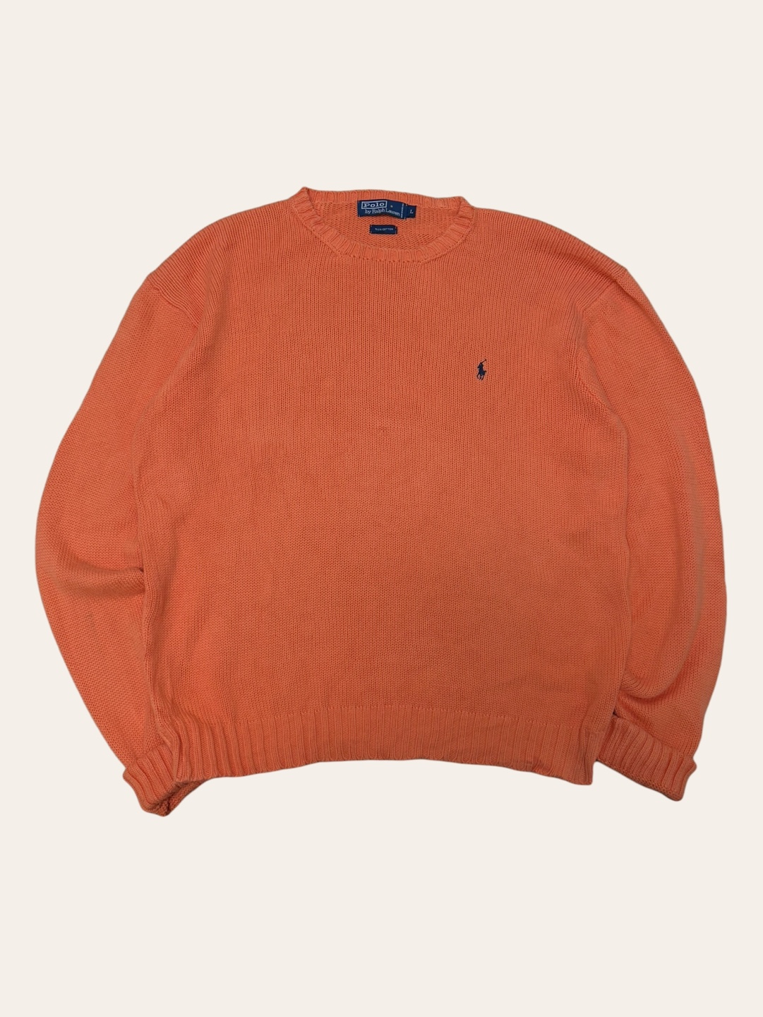 (From USA)Polo ralph lauren orange cotton crewneck sweater L