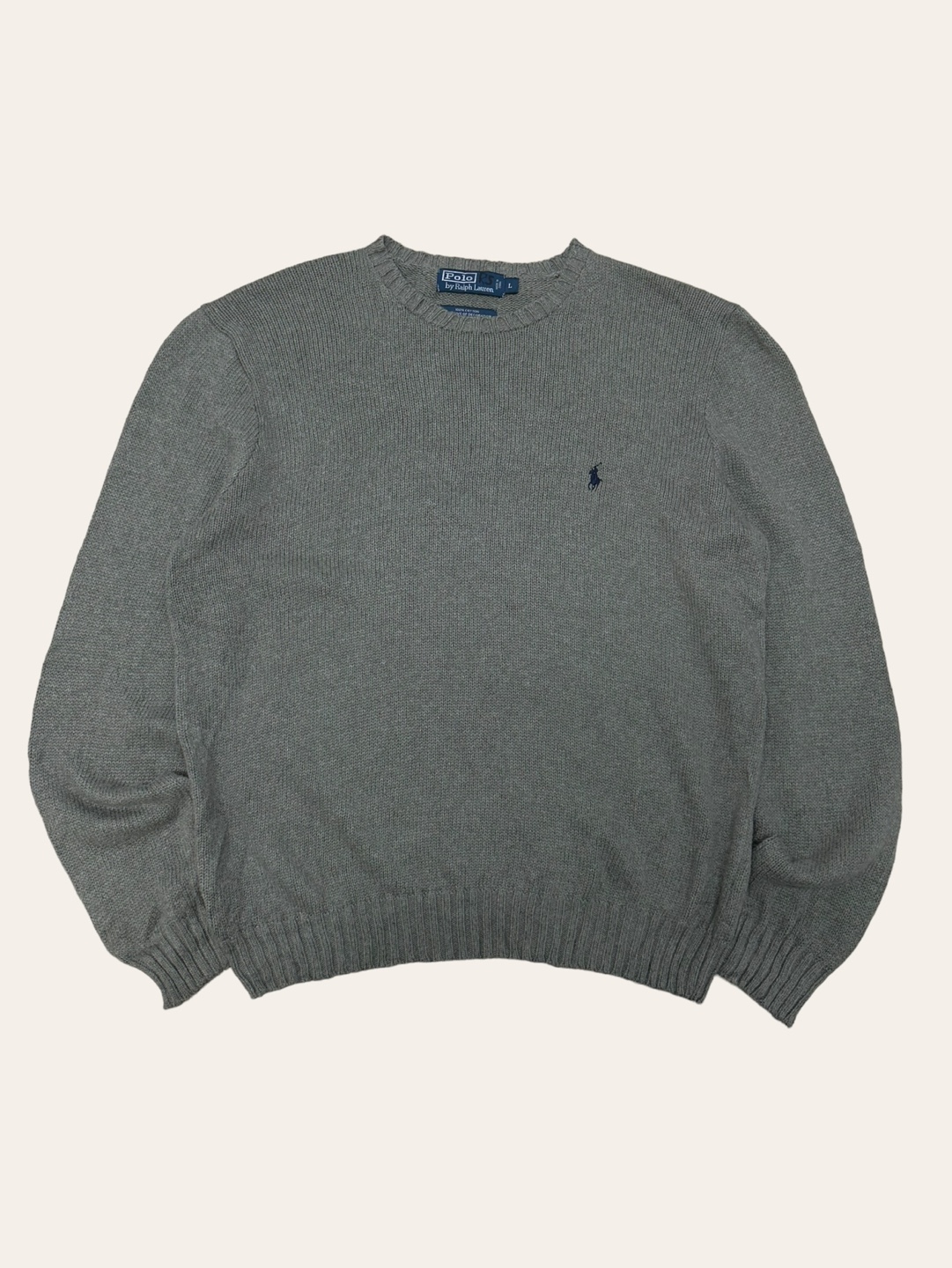 (From USA)Polo ralph lauren gray cotton crewneck sweater L