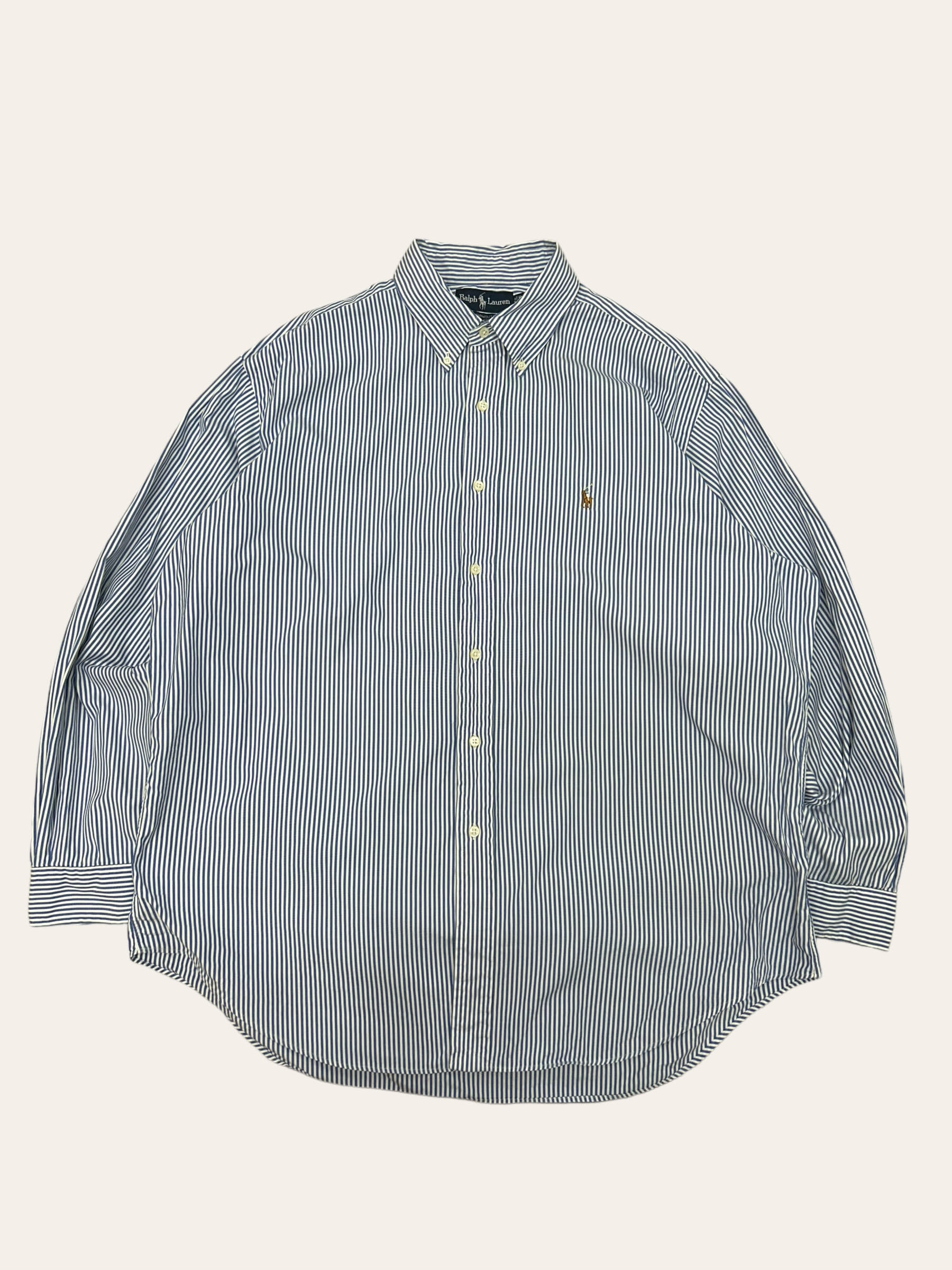 (From USA)Polo ralph lauren blue stripe poplin shirt 17