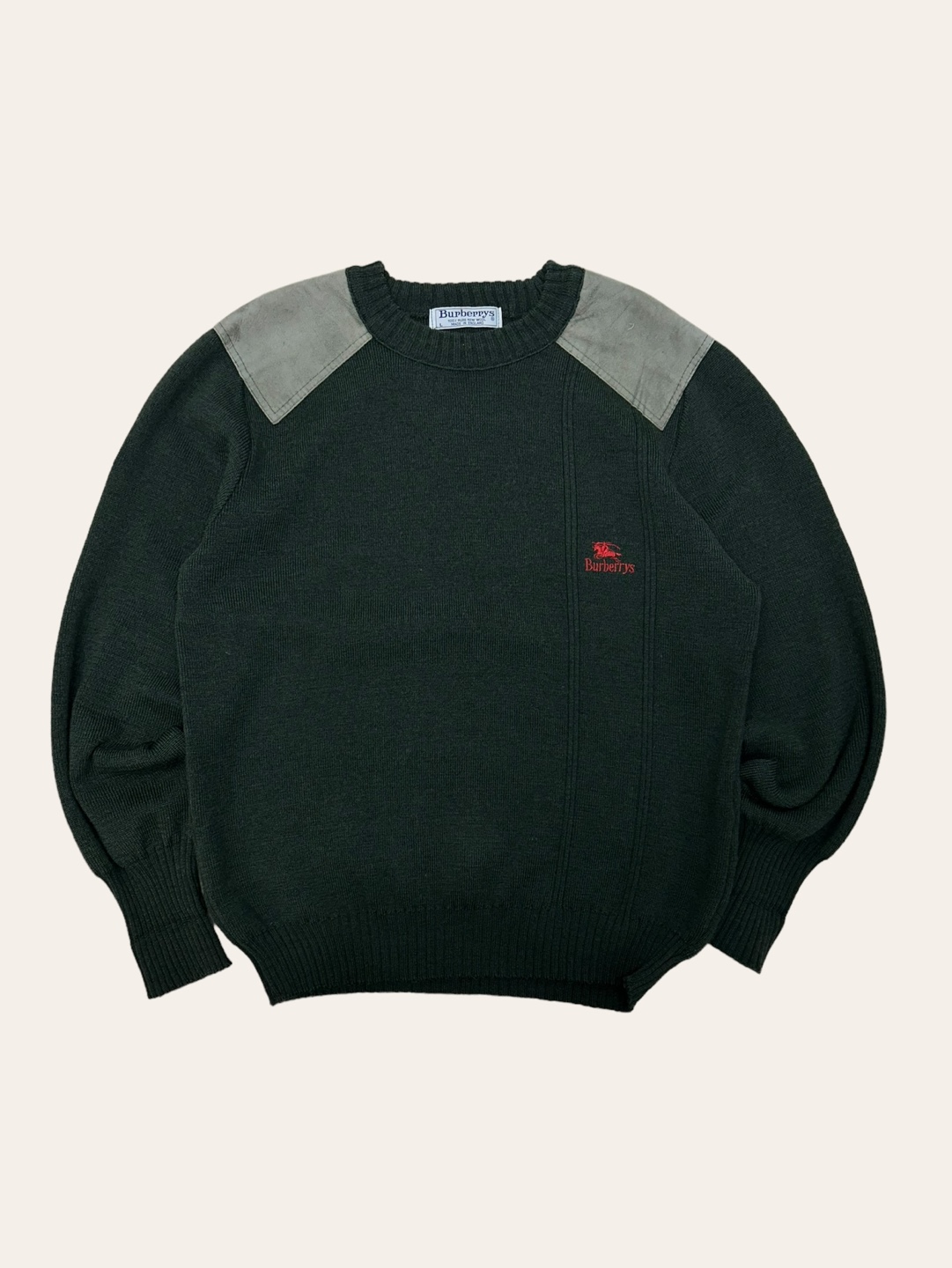 Burberry khaki commando pure new wool sweater L