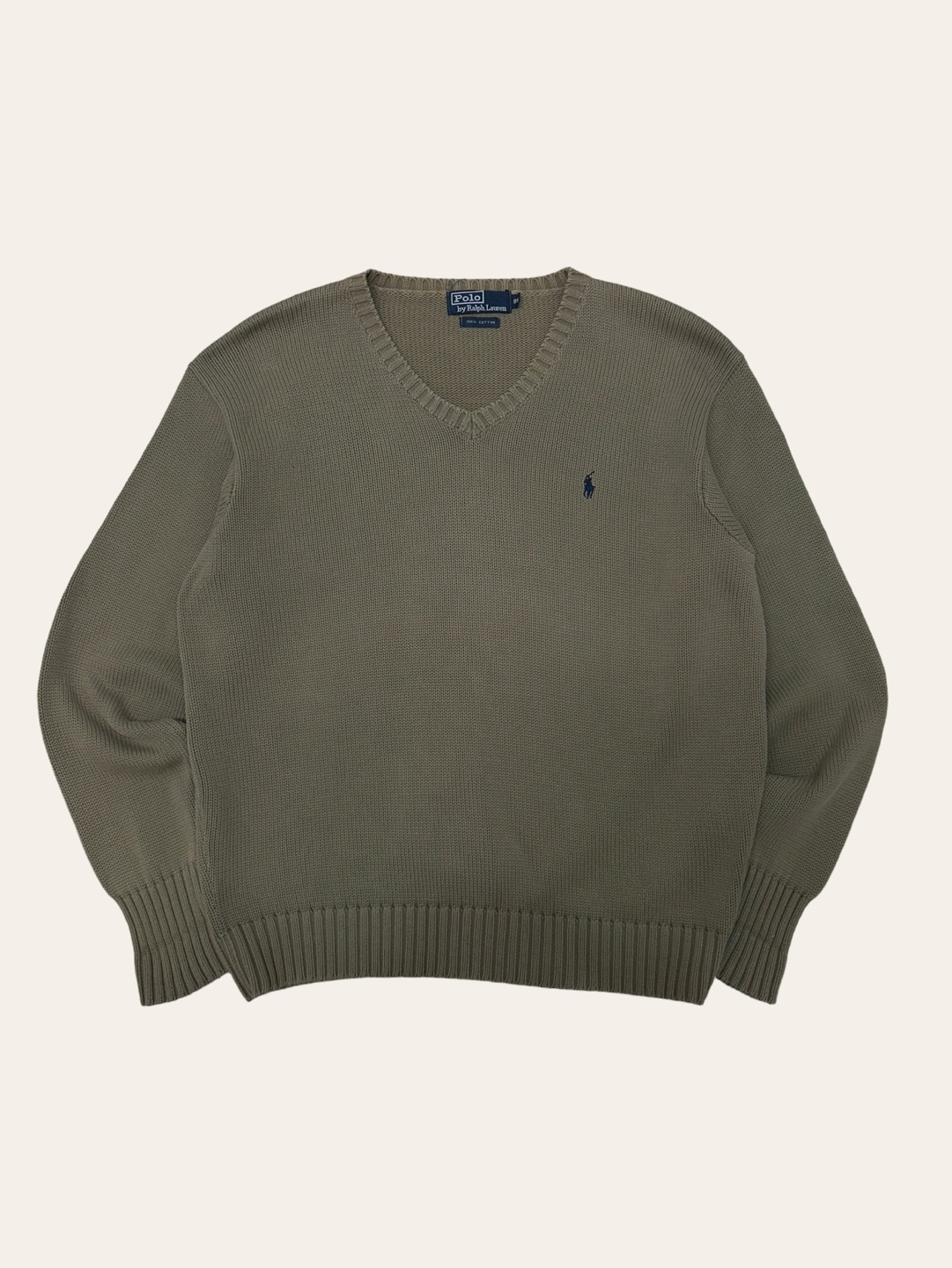 Polo ralph lauren khaki cotton v-neck sweater 95