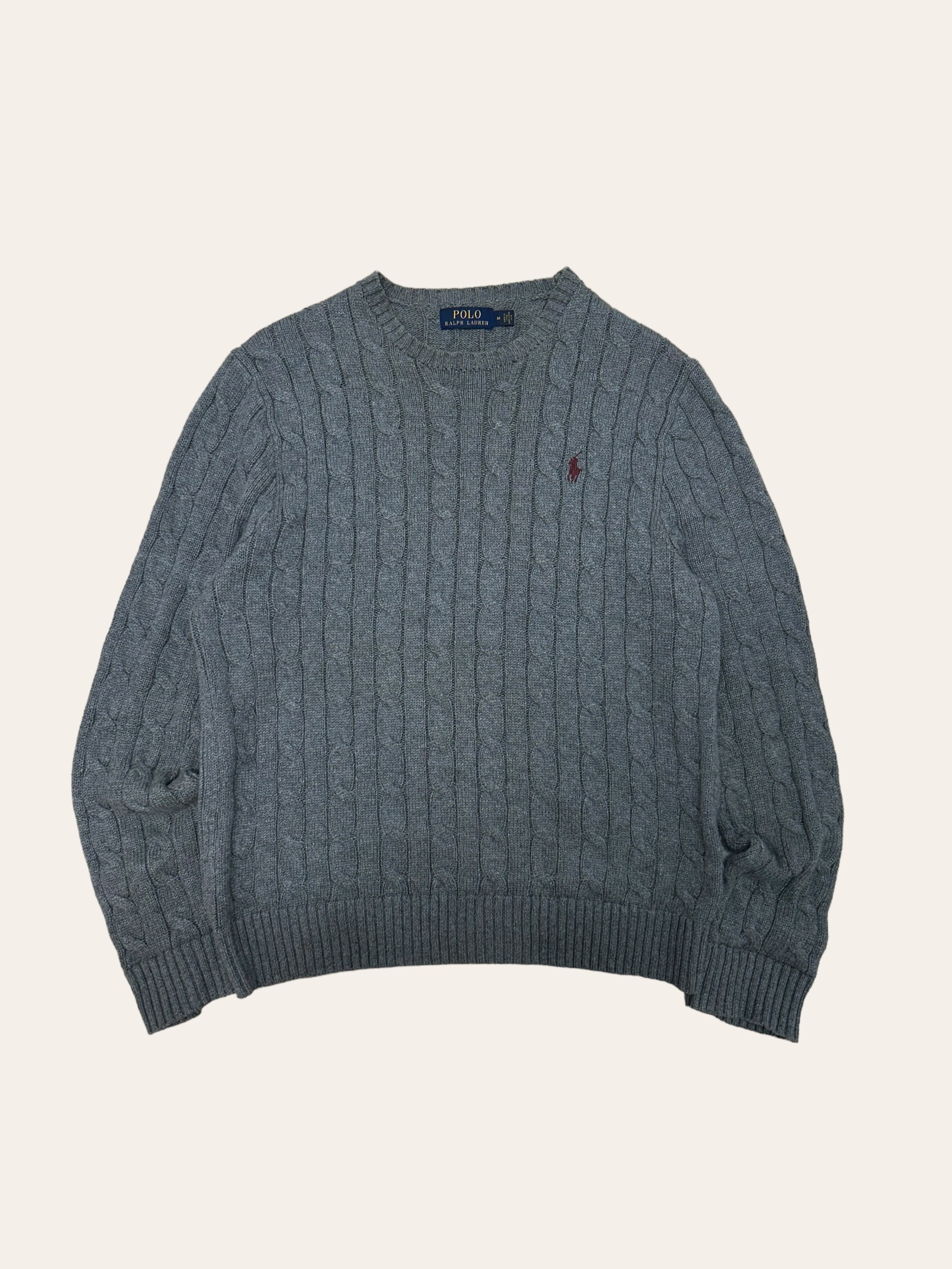 Polo ralph lauren gray cable cotton sweater M