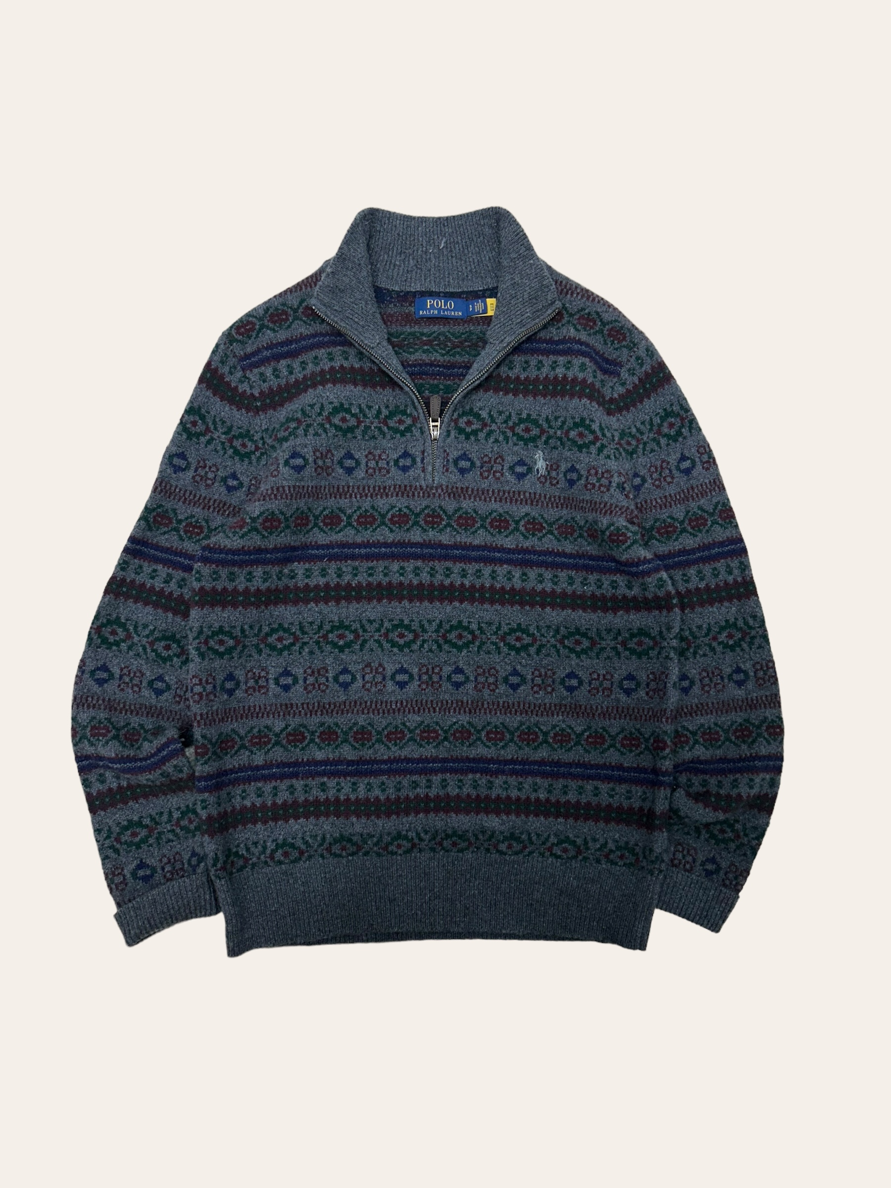 Polo ralph lauren khaki color cashmere blend fair isle pullover S