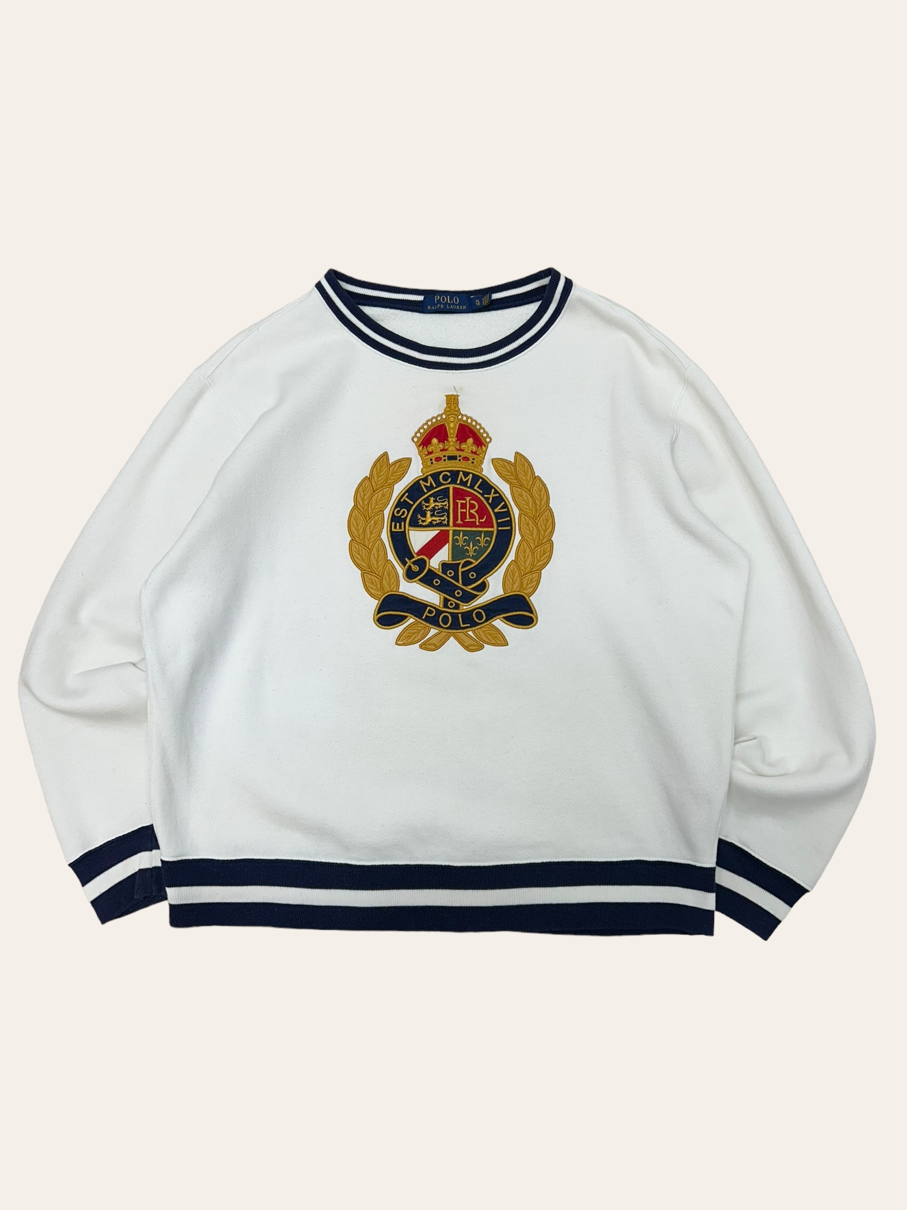 Polo ralph lauren white crest embroidered sweatshirt XL