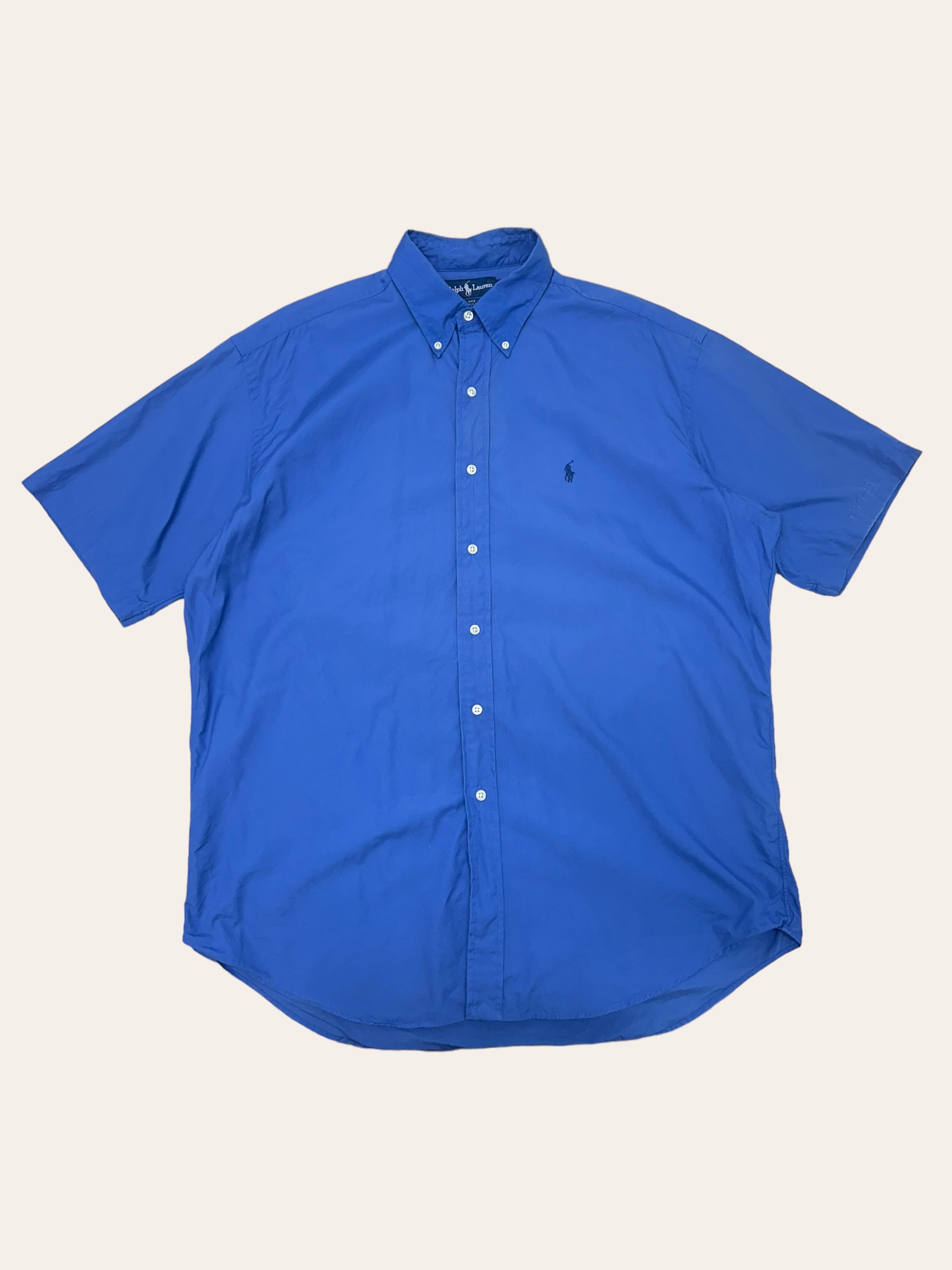 (From USA)Polo ralph lauren deep blue poplin short sleeve shirt L
