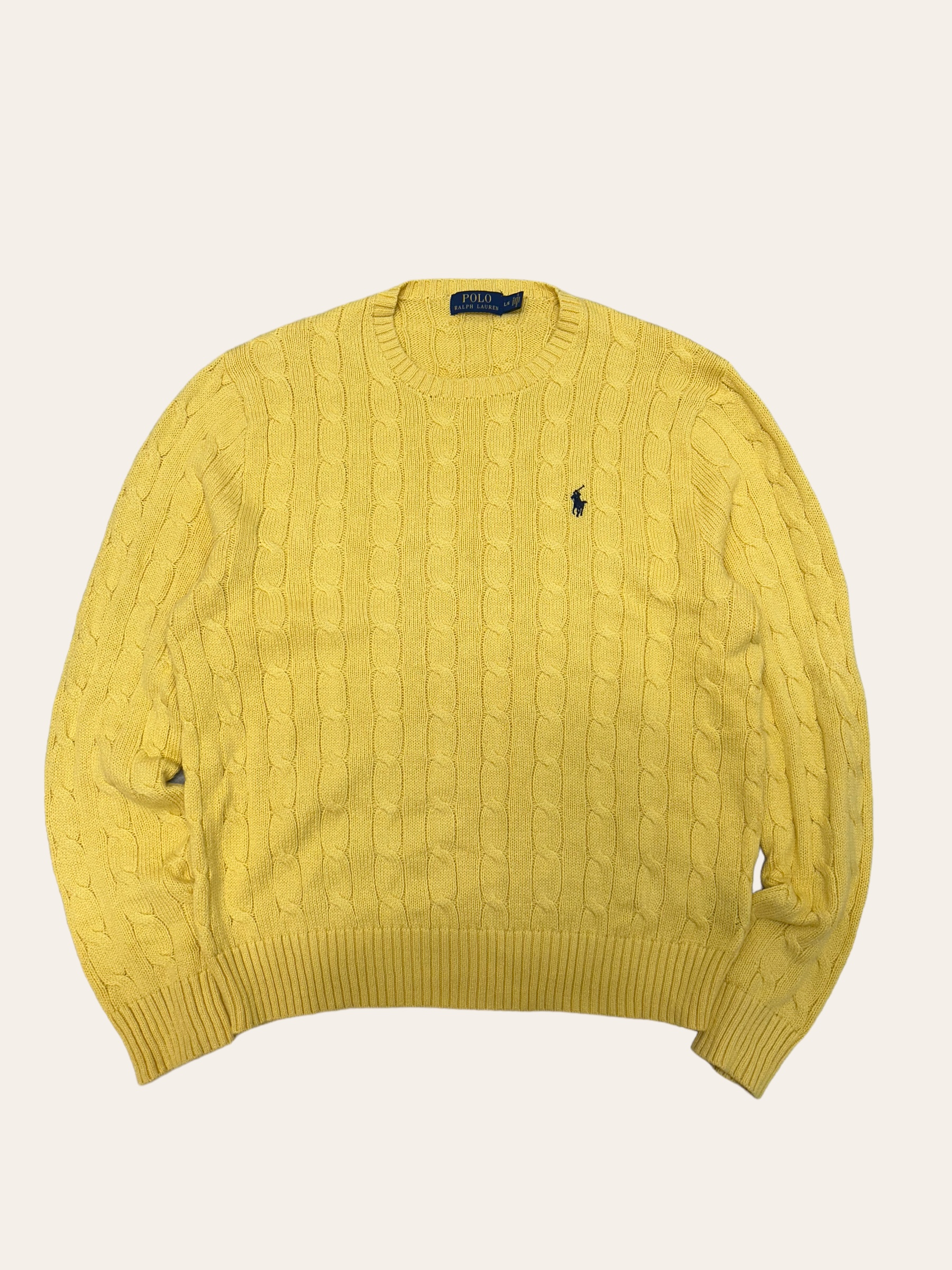 Polo ralph lauren yellow cable cotton sweater L