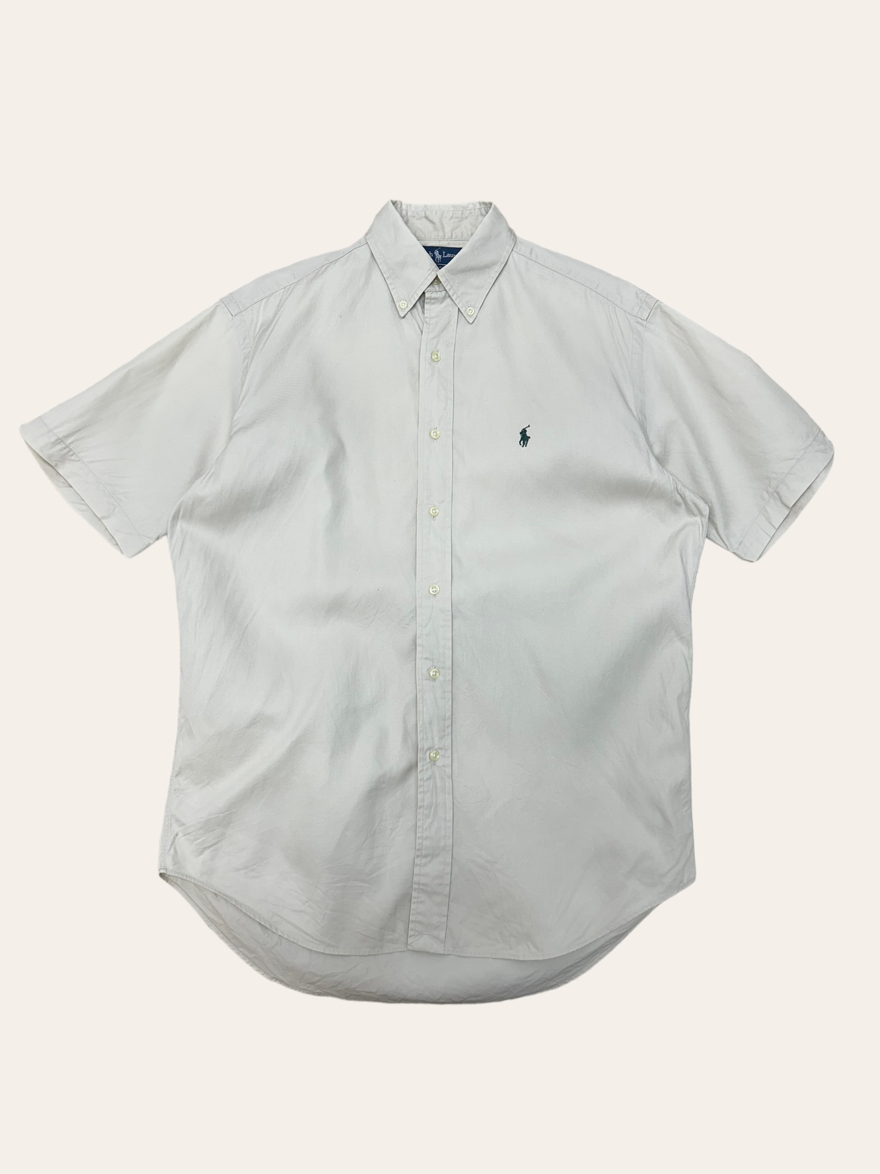 (From USA)Polo ralph lauren beige solid short sleeve shirt S