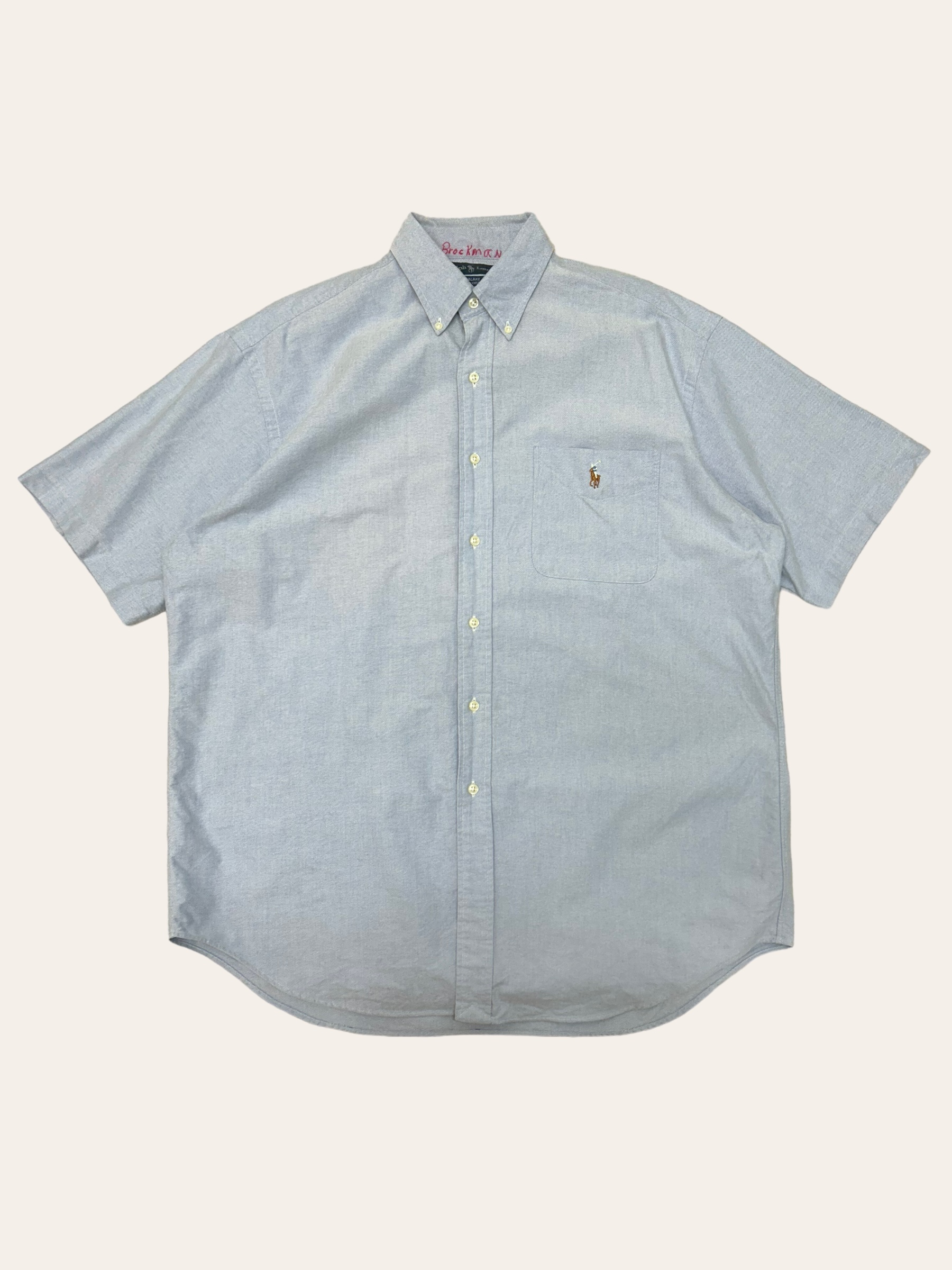 (From USA)Polo ralph lauren blue oxford short sleeve shirt L