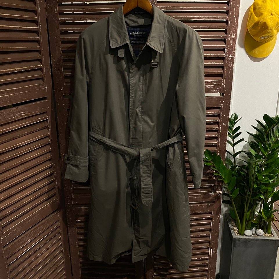 YSL khaki single belted trench coat 47(M)