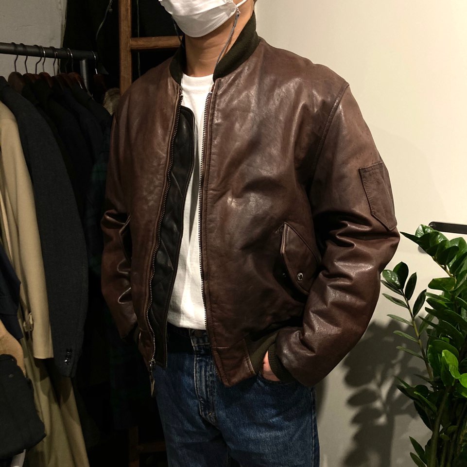 Avirex vintage brown cowhide leather flight jacket M