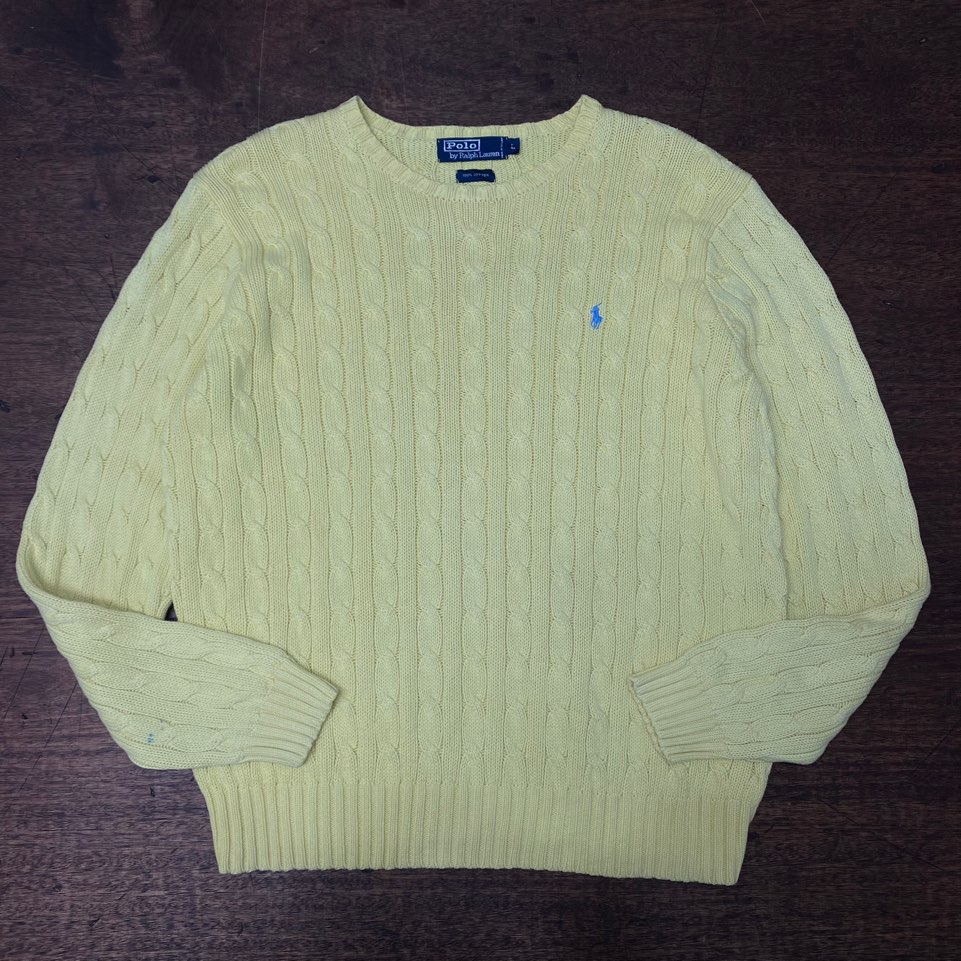 Polo ralph lauren yellow cotton cable sweater L