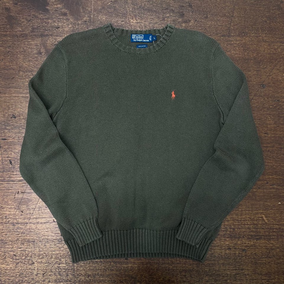 Polo ralph lauren khaki cotton sweater L